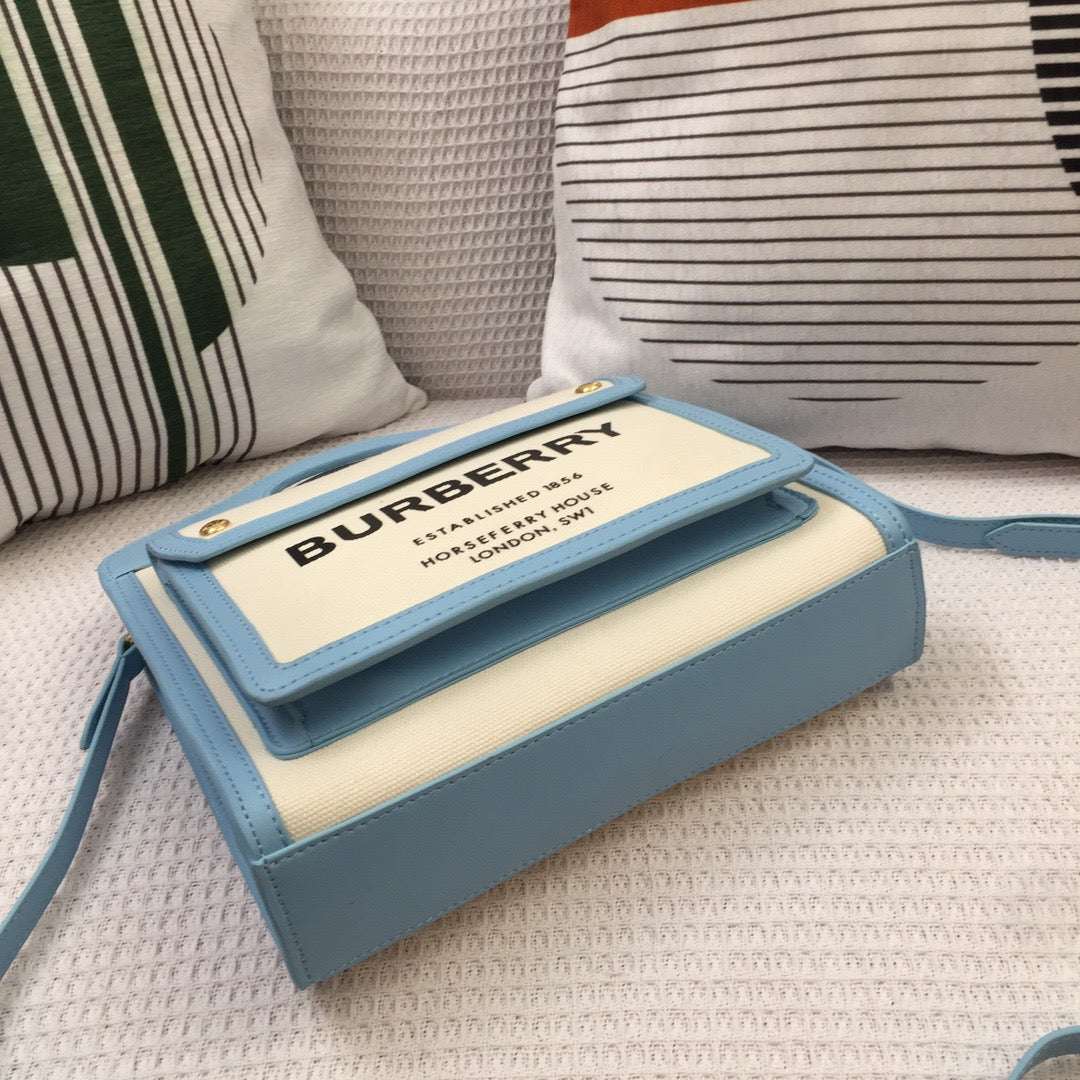 GLAMI Mini Two-tone Canvas And Pocket Bag Blue For Women, Bags 10.4in/26.5cm 80434931