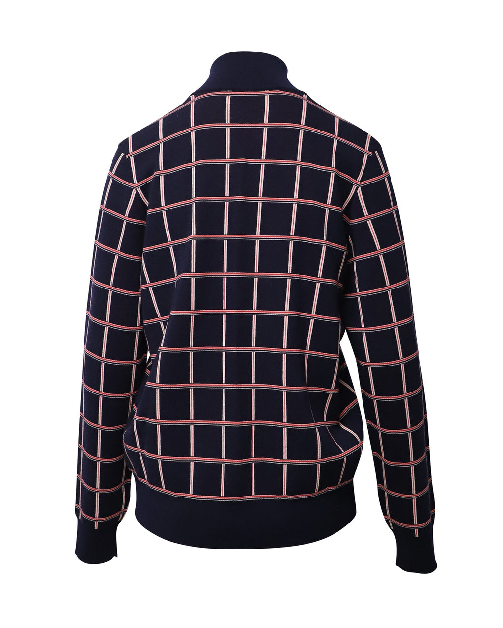 Louis Vuitton Jacquard Windowpane Check Cardigan in Navy Blue Wool