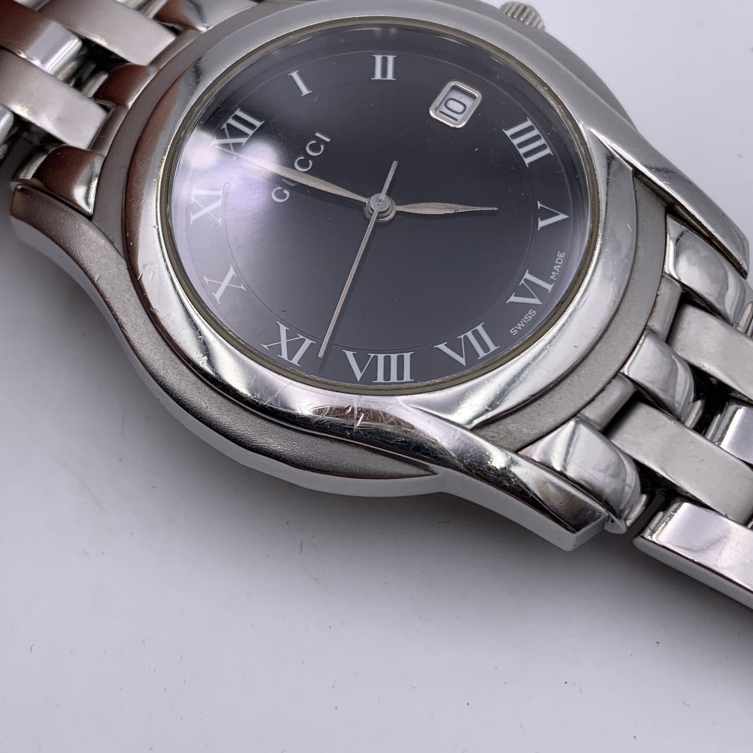 GUCCI Stainless Steel Mod 5500 M Watch Date Indicator Black