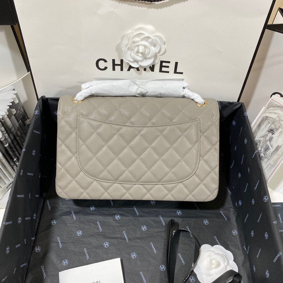 CHLLarge Classic Handbag Gold Hardware Grey For Women, Women’s Handbags, Shoulder Bags 11.8in/30cm