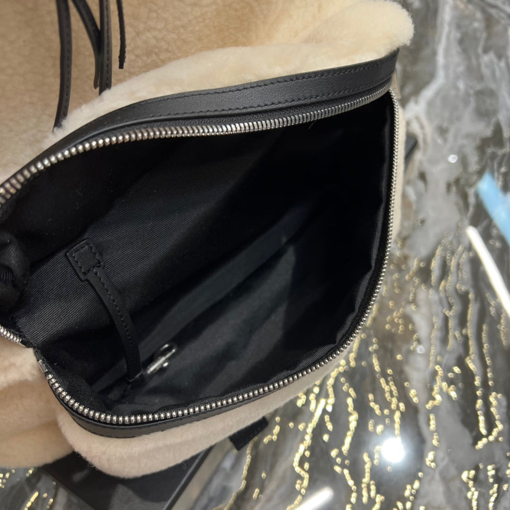 YSSL Fleece Backpack Beige For Women, Women’s Bags 16.1in/41cm YSL
