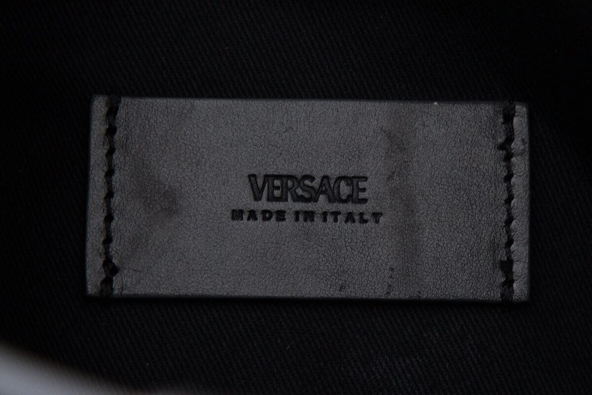 Versace Green Top Handle La Greca Print Tote