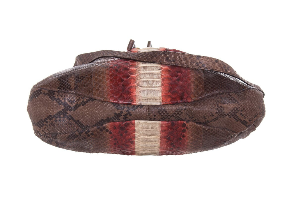 Bally Red & Brown Python Handbag