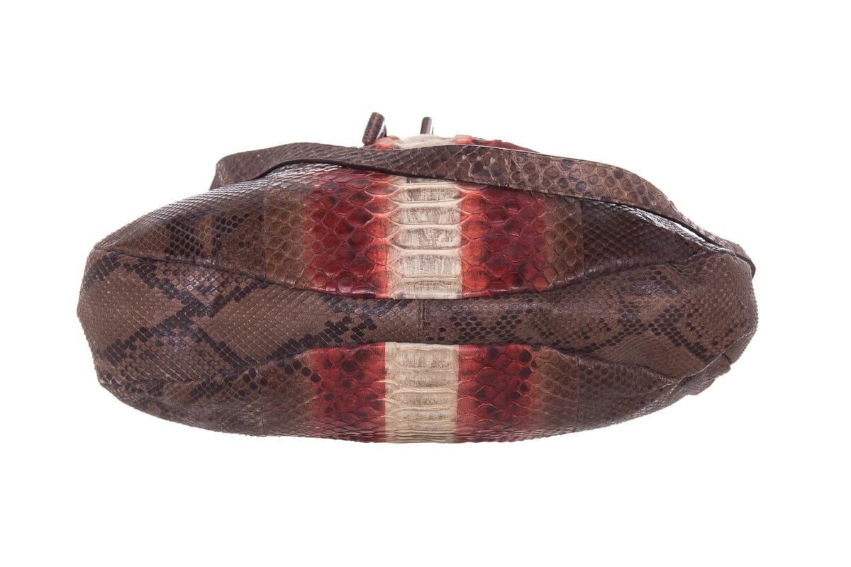 Bally Red & Brown Python Handbag