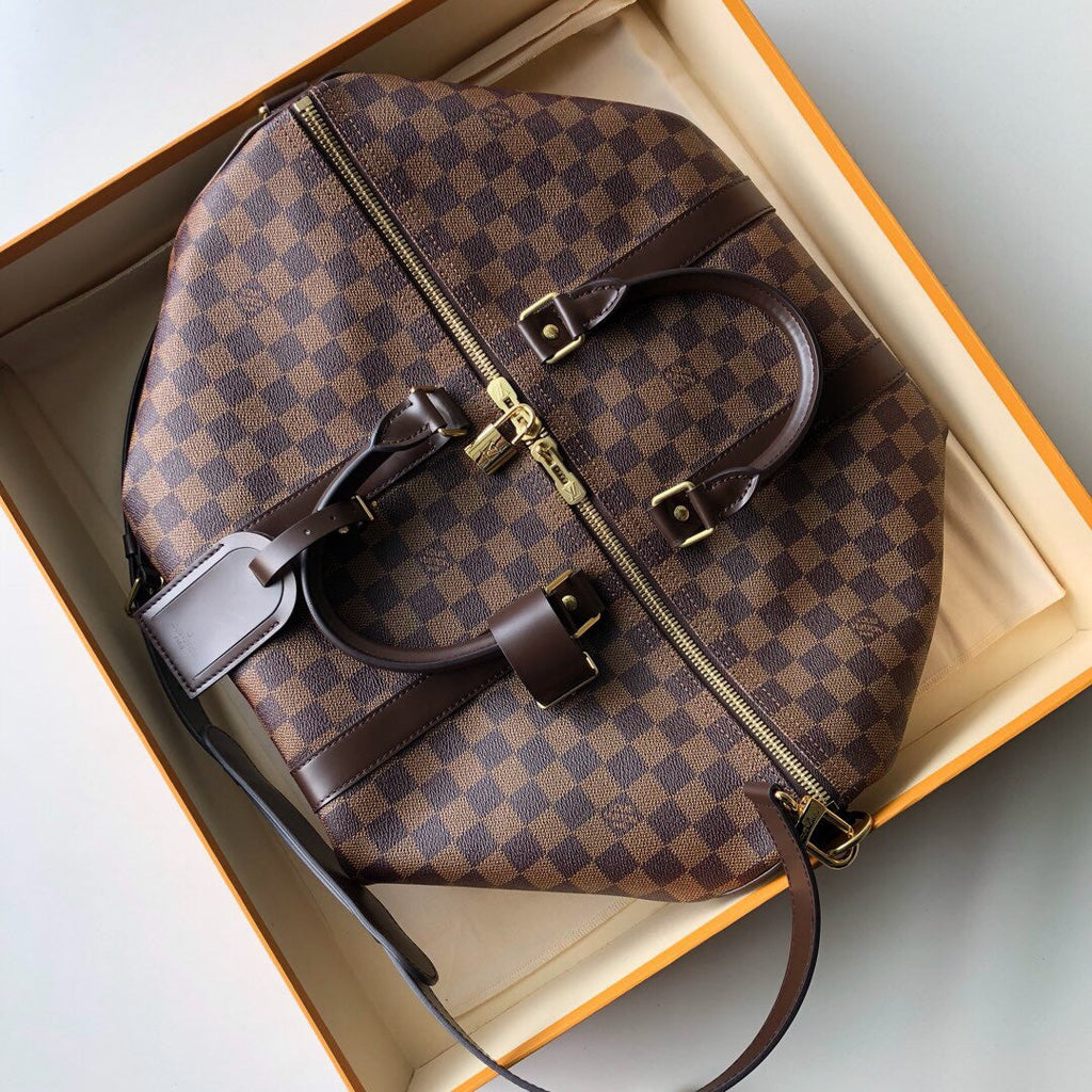 LV Keepall Bandoulière 45 Damier Ebene Canvas For Women, WoBags 17.7in/45cm LV N41428