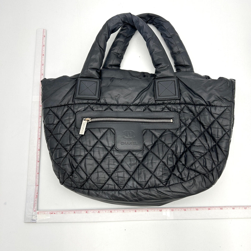 Pre-owned CHANEL Nylon Quilted Small Coco Cocoon Tote Black  LA1465