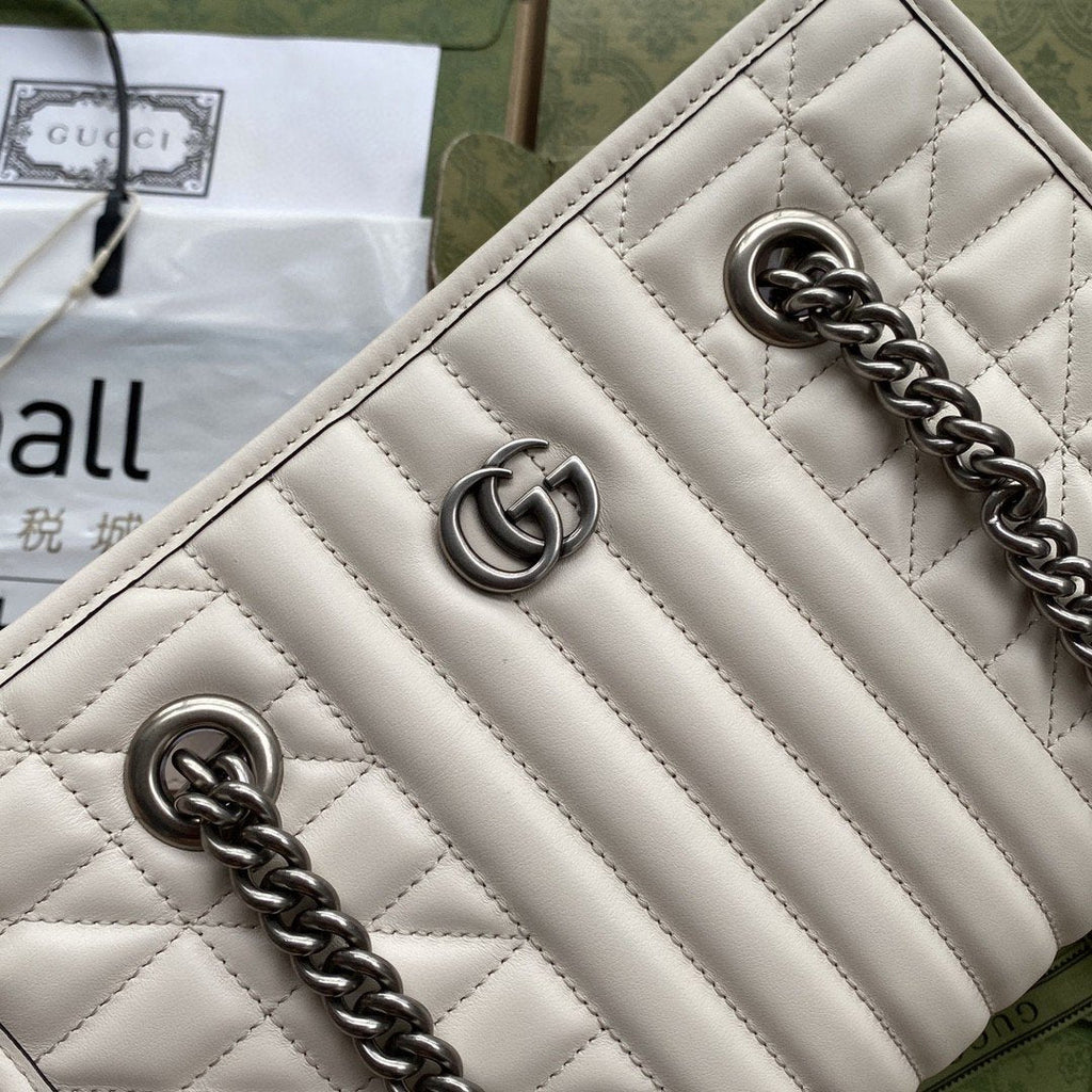 gg Marmont Small Tote Bag White Matelasses For Women 10.4in/26.5cm gg