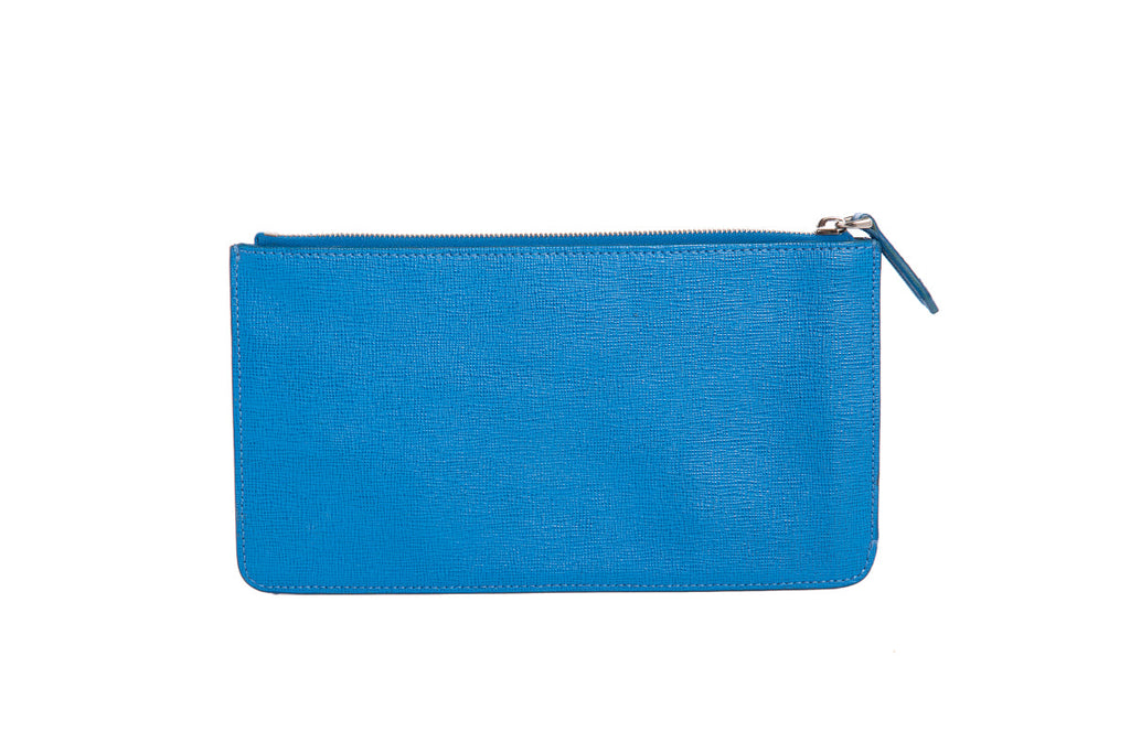Fendi Blue & Red Vitello Elite Crystal Eye Monster Pouch