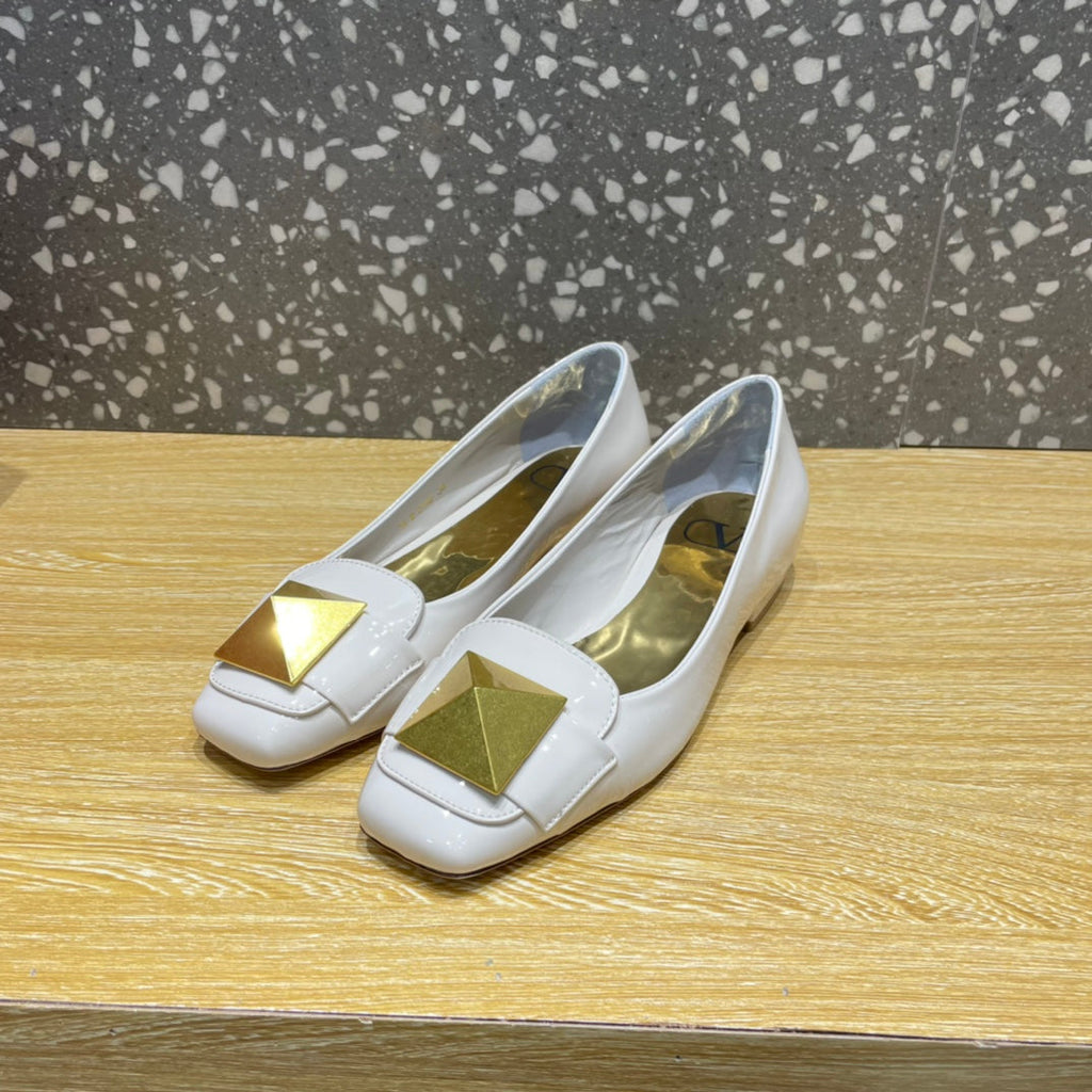 Valentino Garavani One Stud Patent Ballet GlamIats White For Women