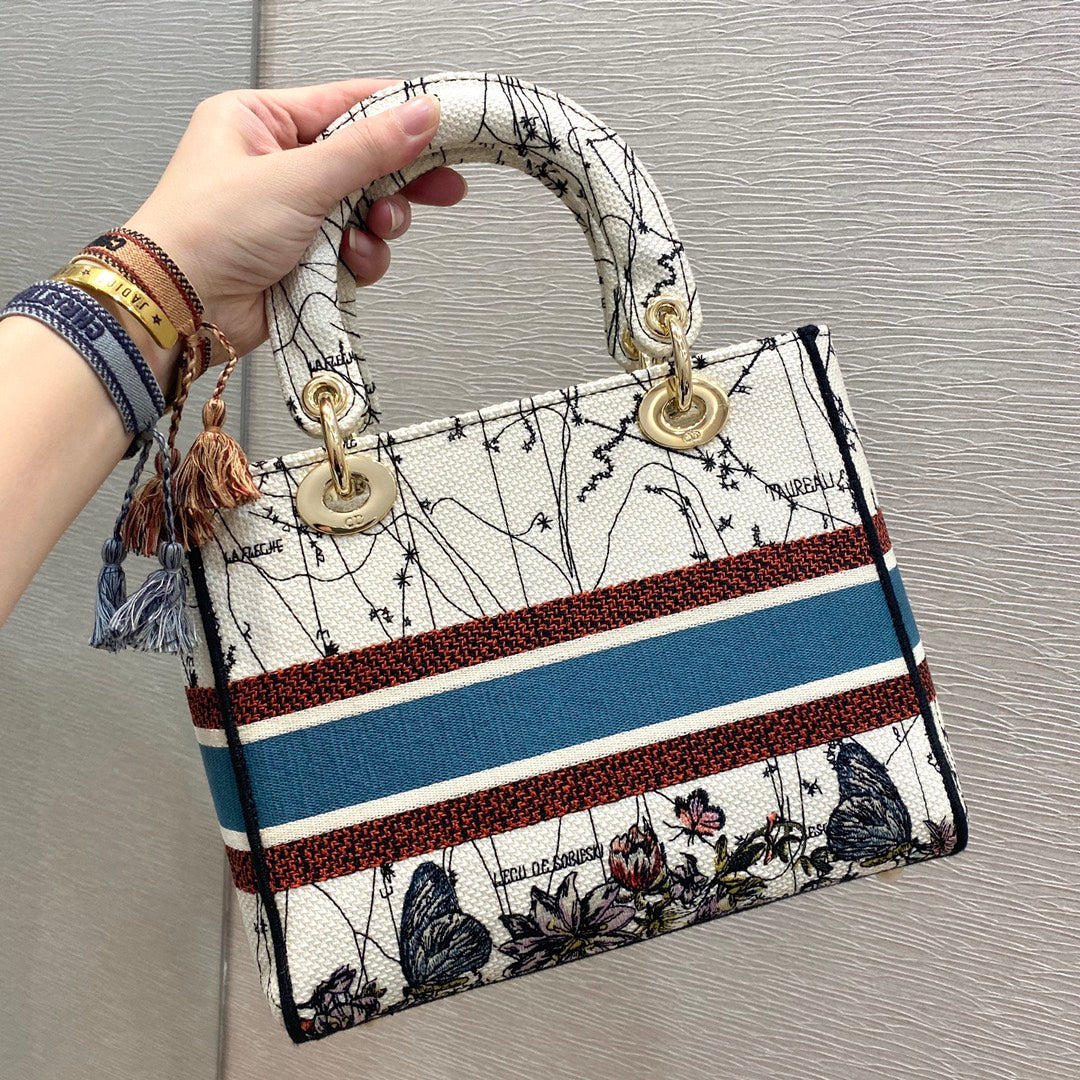 GLAMI MeGLAMIum Lady D-Lite Bag Latte Multicolor Constellation Embroidery, Latte Handbags, Crossbody Bags, 24cm CD M0565ORHP_M941