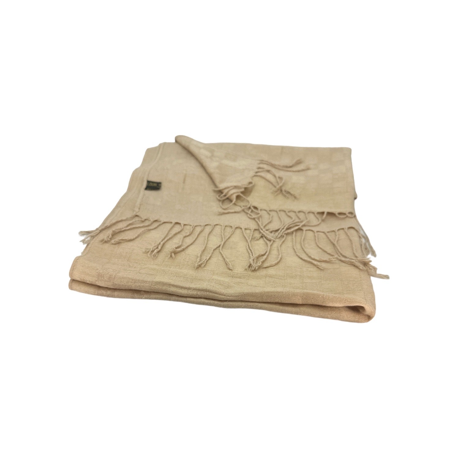 Louis Vuitton Beige Damier & LV Logo Cotton Scarf