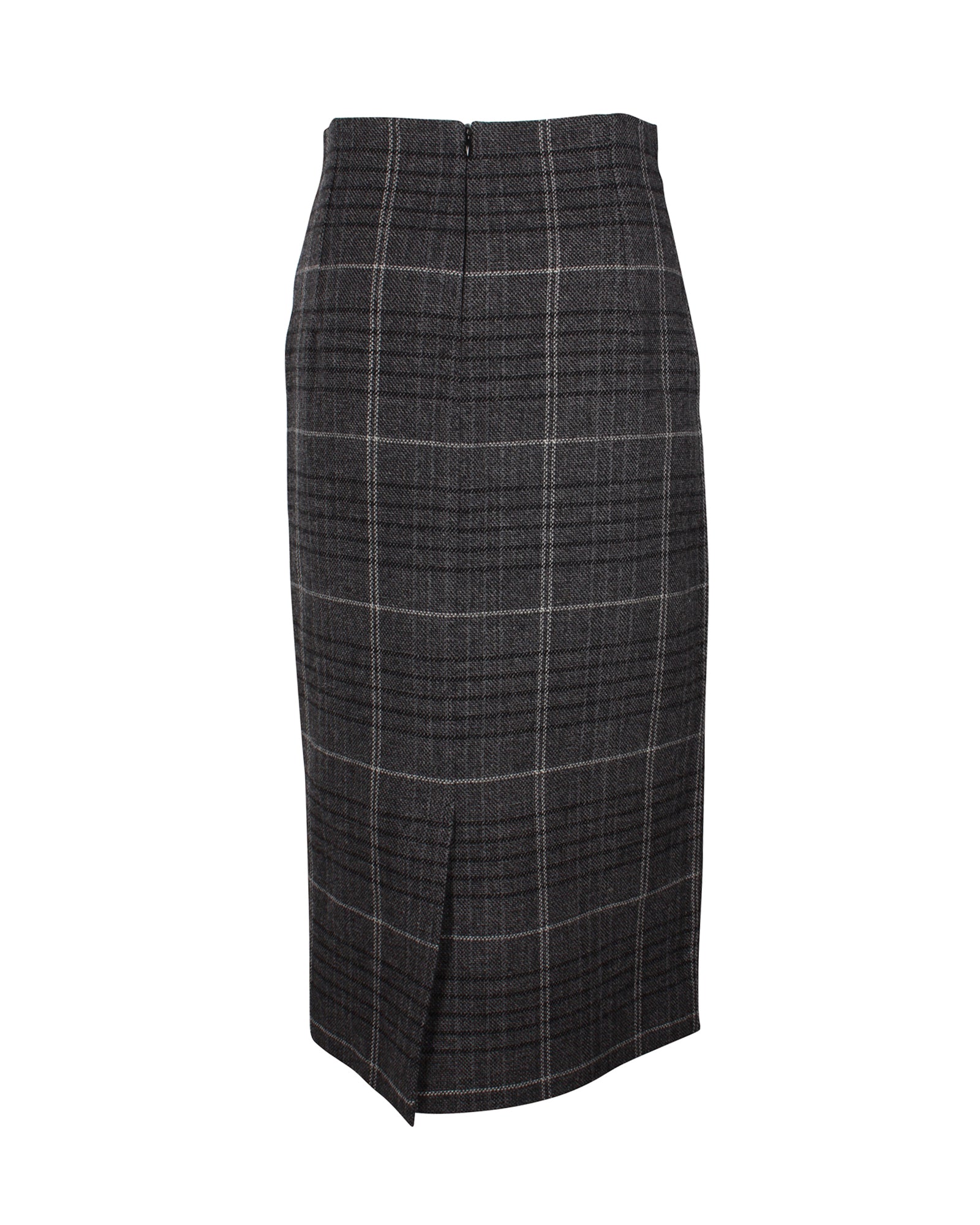 Dior Plaid Pencil Midi Skirt in Grey Wool