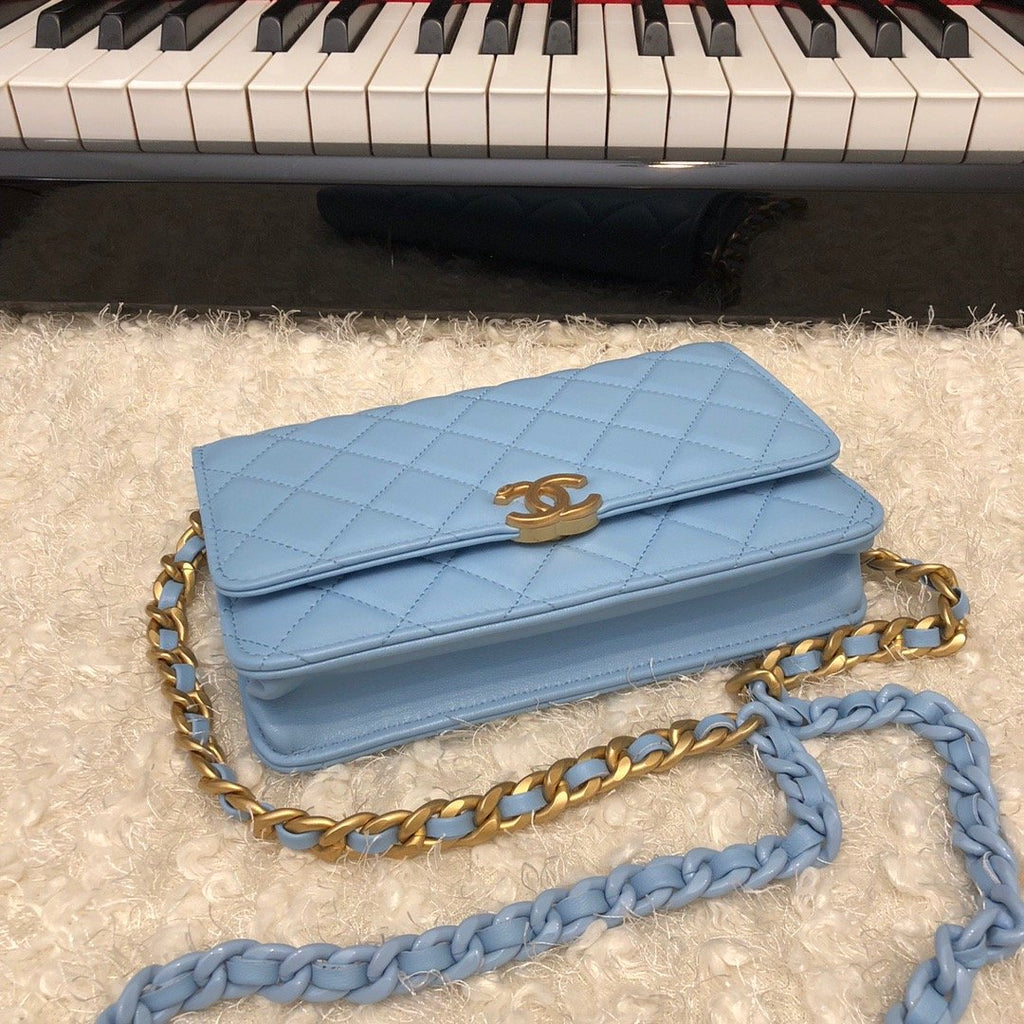 CHLOriginal Small Classic GlamIap Bag Gold Hardware Blue For Women Handbags, Shoulder Bags 7.5in/19cm AP33814