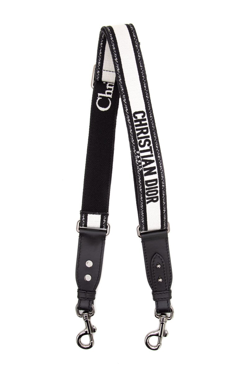 Christian Dior Black & White Canvas & Leather Adjustable Strap