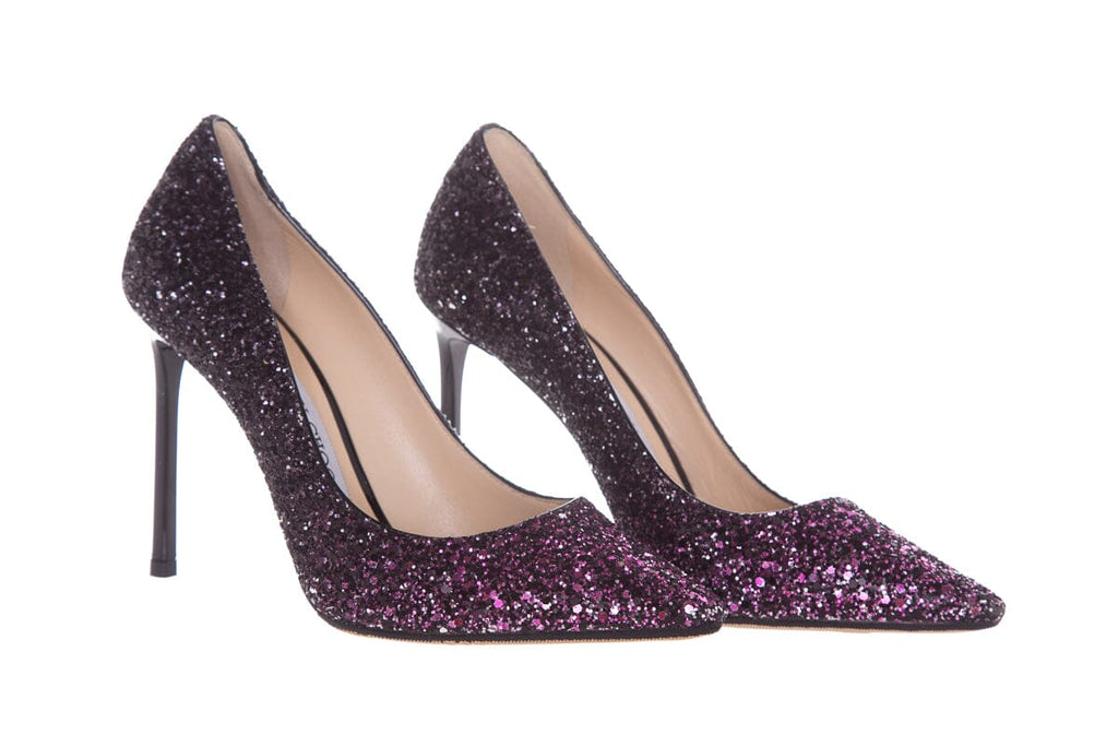 Jimmy Choo Romy Black & Pink Glitter Heels SZ 35