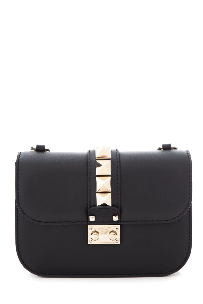 Valentino Black Glam Lock Rockstud Handbag