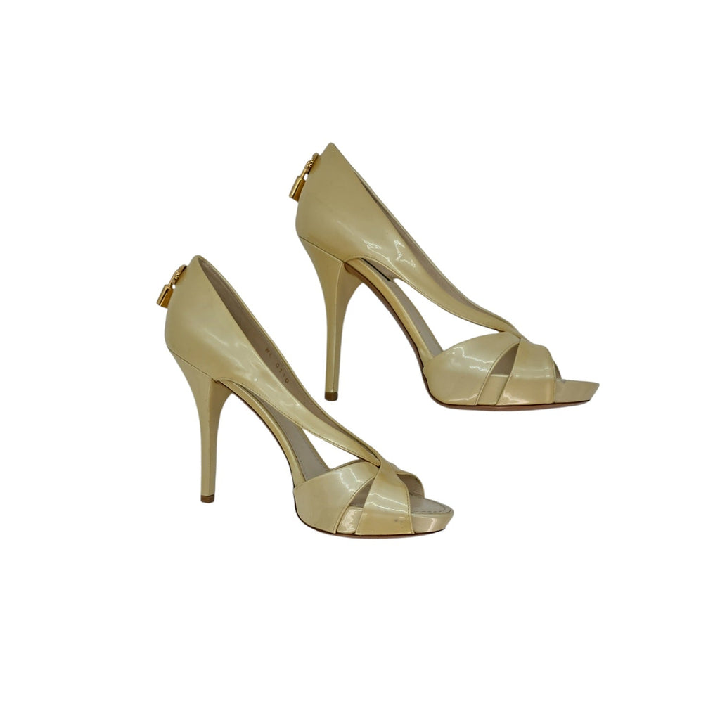 Louis Vuitton Pearly Gold Padlock Pumps - Sz. 37