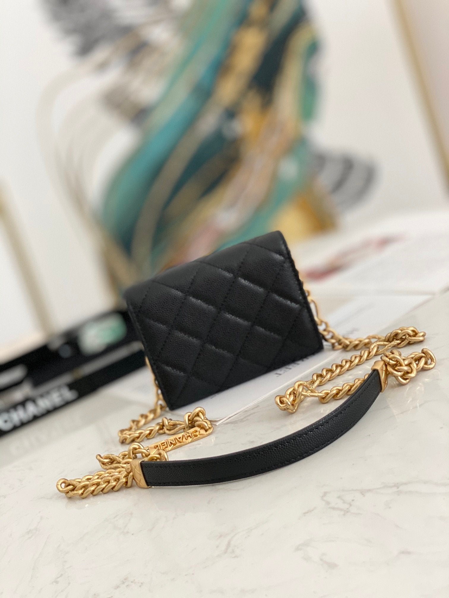 CHLMini Flap Bag Gold Toned Hardware Black For Women 4.7in/12cm