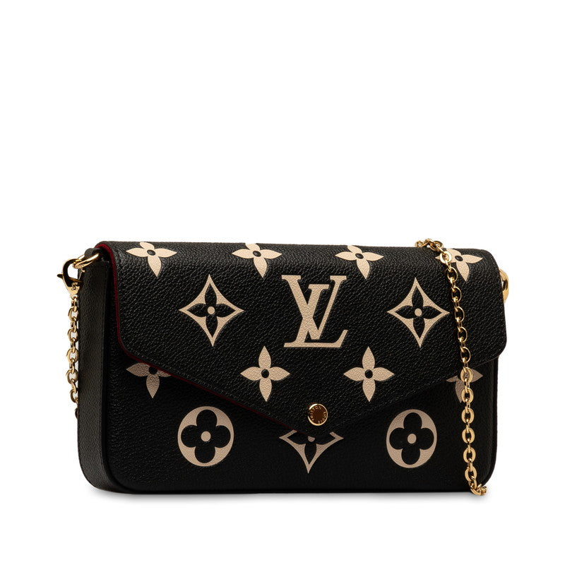 Louis Vuitton Monogram Implant Bicycle Chain Felice Chain Wallet M80482 Black Beige  Leather  Louis Vuitton