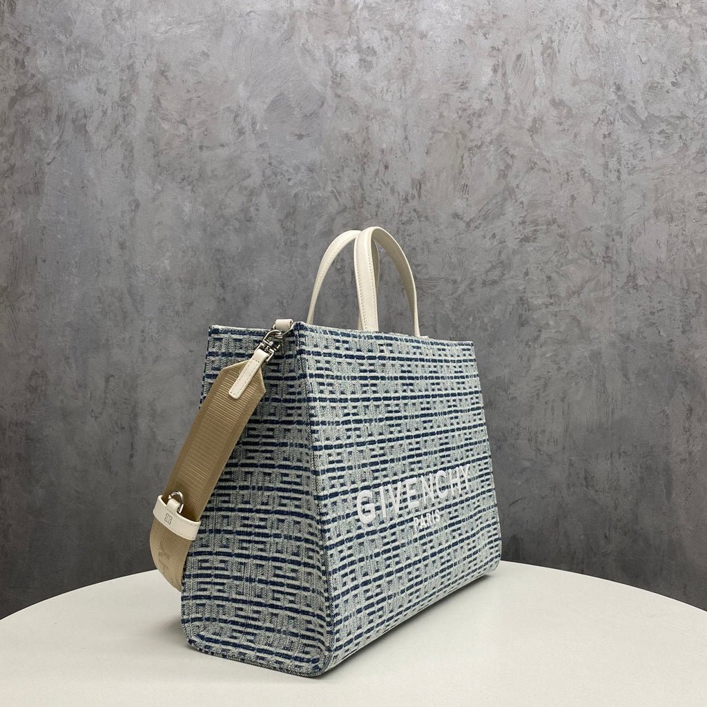 gv MeGLAMIum G Tote Shopping Bag Denim Blue For Women, Handbags, Shoulder Bags 7.5in/19cm GVC GLAMI50N2B1GC-457