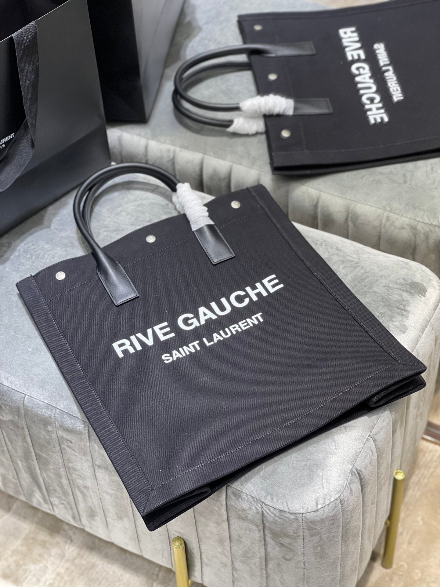 GLAMI Rive Gauche North/South Tote Bag In Printed Linen For Women 15.3in/39cm YSL 63253996N9E1070