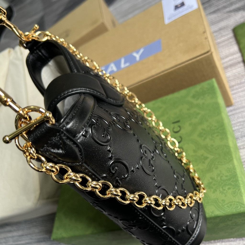 gg Small gg Shoulder Bag gg Rhombi Motif Black For Women, Women’s Handbags 9.8in/25cm gg 675788 UD9AG 1000