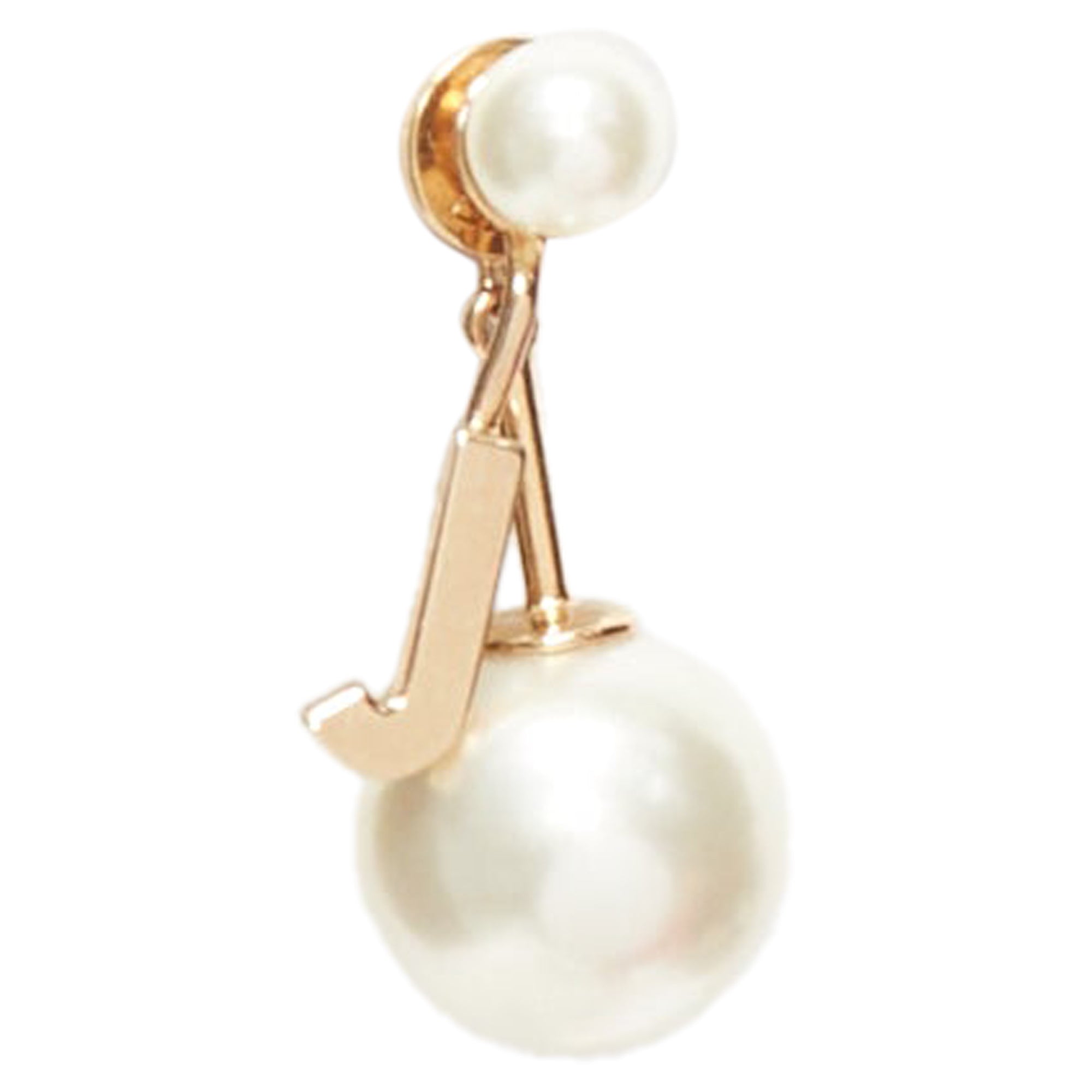 Christian Dior Tribale Gold J Letter Faux Pearl Dangling Pin Earring