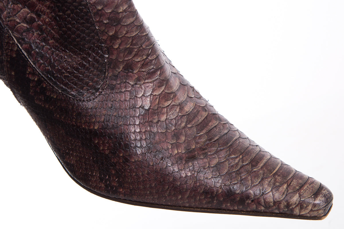Ferretti Brown Snake Skin Boots SZ 9