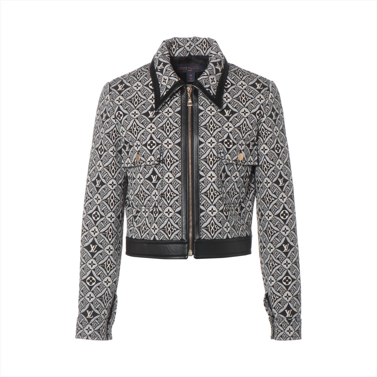 Louis Vuitton Cotton Jacket 38  Black x Grey Boxing Cut Jacket since 1854 Monogram  FKJA12ZFK