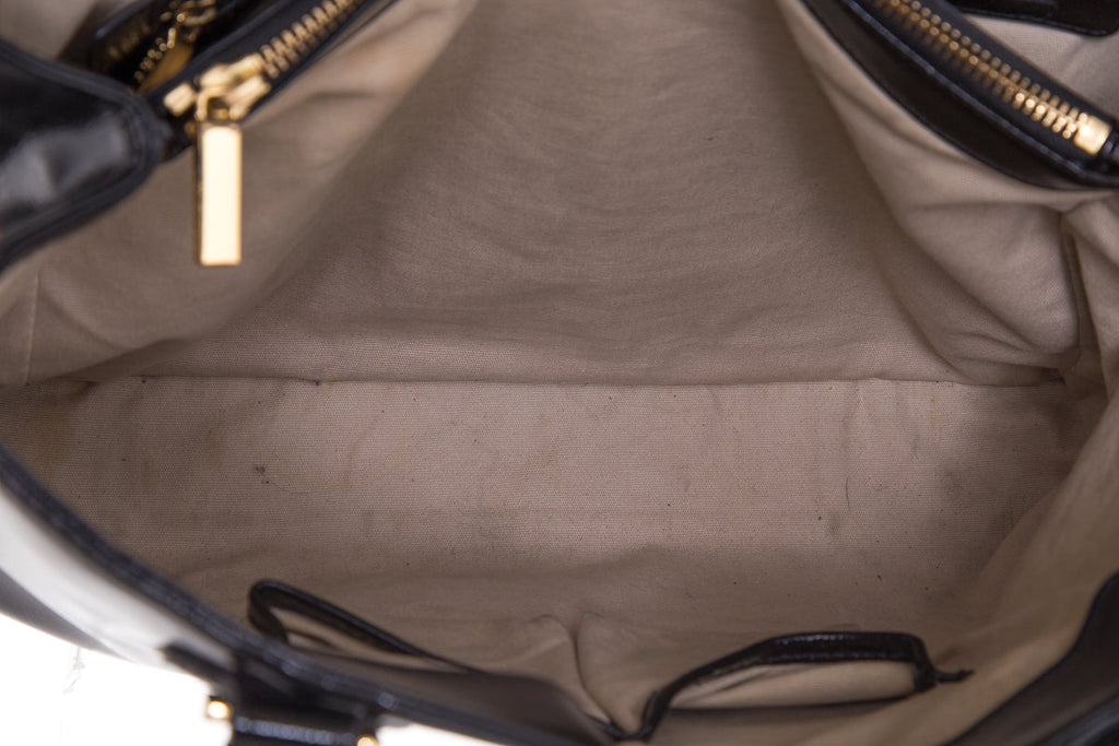 Tory Burch Black Patent  Leather Tote