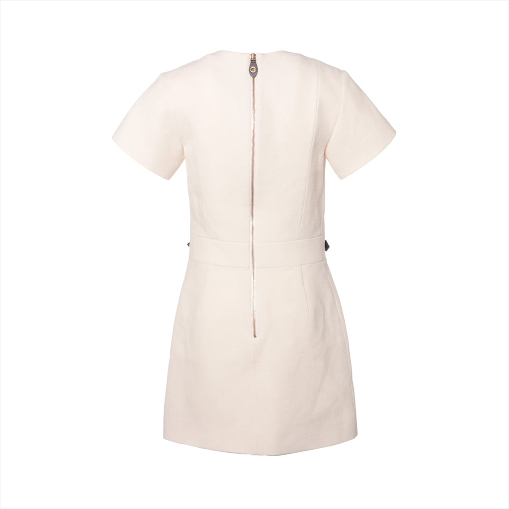 Louis Vuitton 23AW wool x silk onepiece 34 ladies ivory scalp detail A line dress RM232