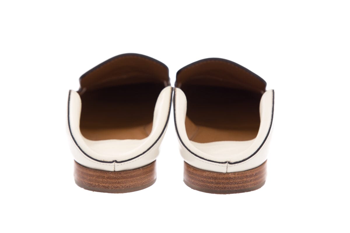 Chloe White Leather C Mules SZ 39.5