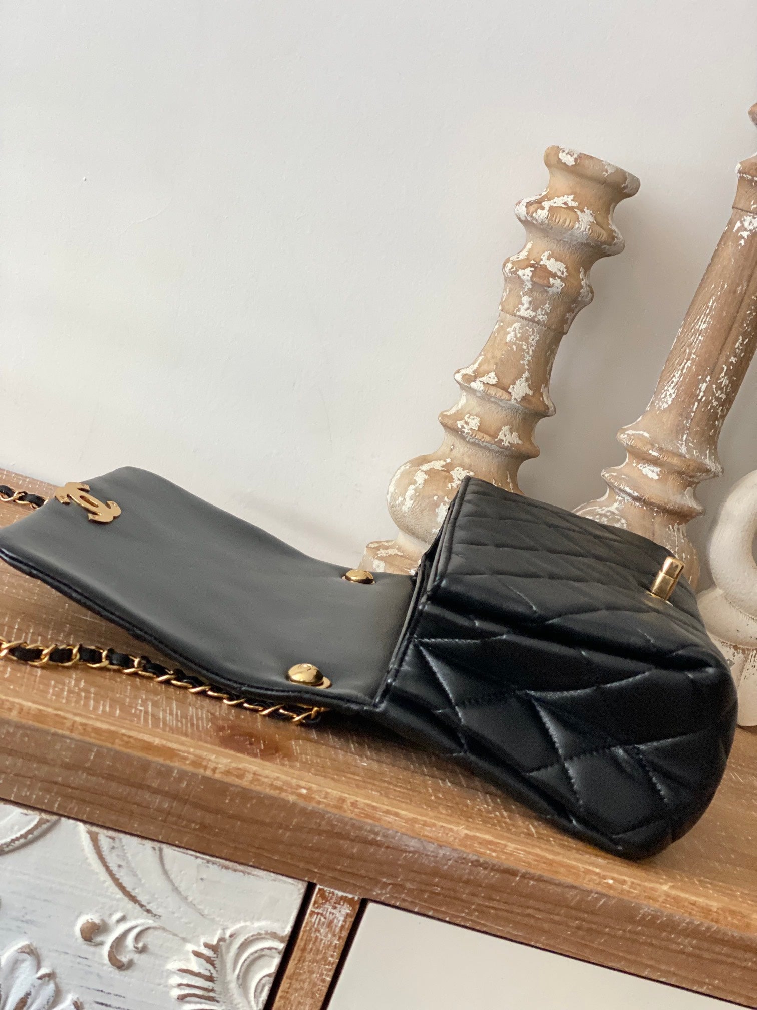 CHLLarge Flap Black Bag For Women 23cm/9in