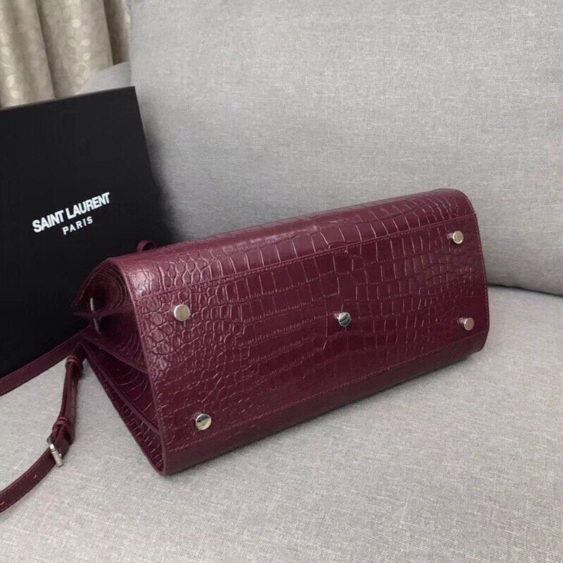GLAMI Sac De Jour Small In Embossed CrocoGLAMIle Burgundy For Women 12.5in/32cm YSLÃ‚Â 