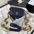 CHL Clutch With Chain Gold Hardware Grained Shinny Navy Blue For Women, Women’s Handbags, Shoulder Bags 4.7in/12cm AP2857