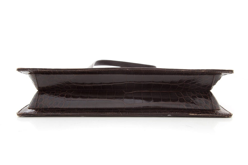 Gucci Brown Crocodile Tom Ford Era Top Handle Handbag