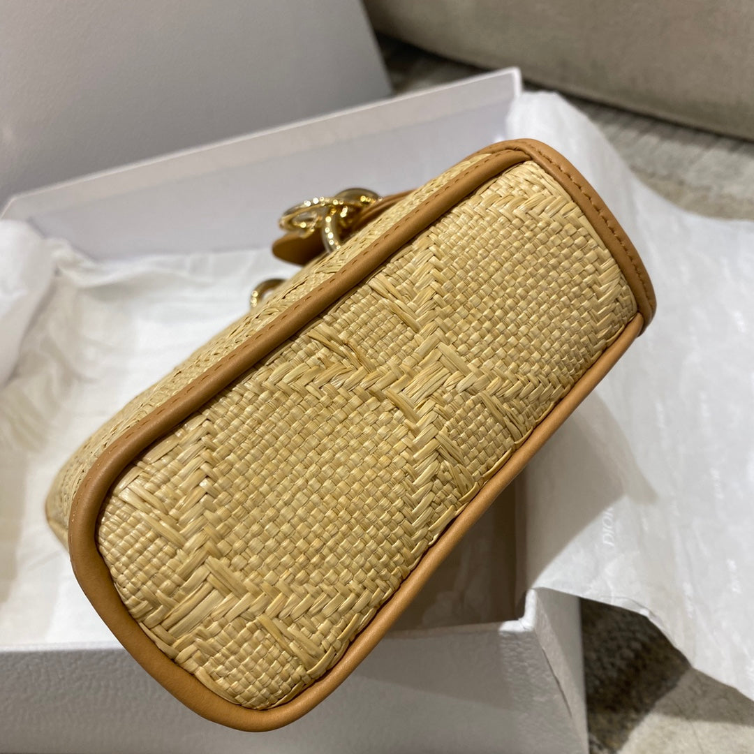 GLAMI Lady D-Joy Bag Natural Cannage Raffia, Brown Handbags, 26cm CD M0540OMBD_M925