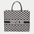 Dior  Checkered Embroidered Canvas Large Book Tote