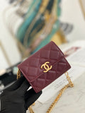 CHLMini GlamIap Bag Gold Toned Hardware Red For Women 4.7in/12cm