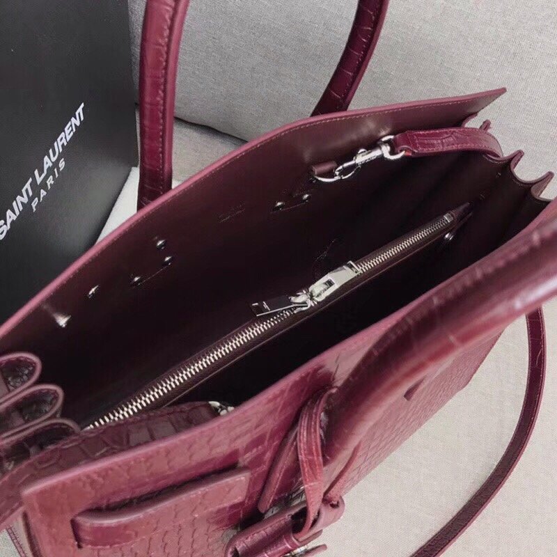 GLAMI Sac De Jour Small In Embossed CrocoGLAMIle Burgundy For Women 12.5in/32cm YSLÃ‚Â 