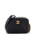 CHANEL Chain Melody Camera Bag Quilted Caviar Small