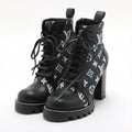 Louis Vuitton 21  Canvas x Leather Short Boots 36  Black x Navy MA1201 Monogram Lining Tree