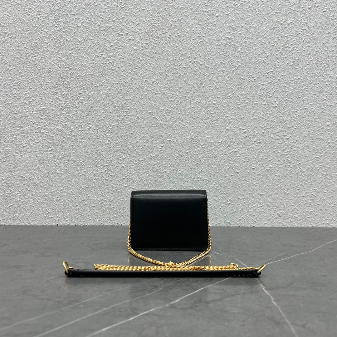 GLAMI Card Holder On Chain Triomphe Black For Women 4in/11cm 10J743DPV.38NO