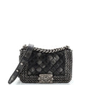 CHANEL Paris-Dallas Boy Flap Bag Studded Quilted Distressed Calfskin Small