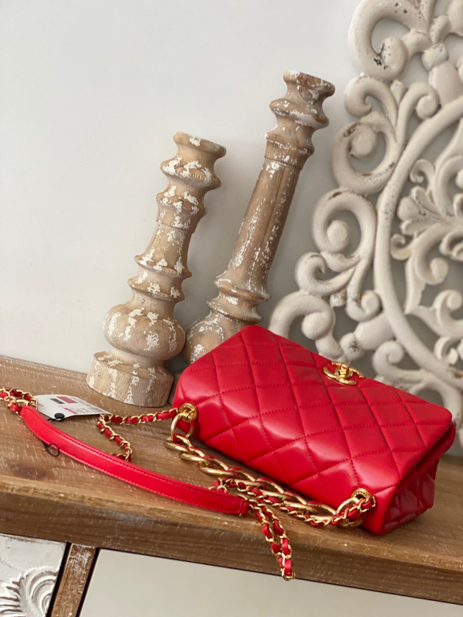 CHLLarge Flap Red Bag For Women 23cm/9in