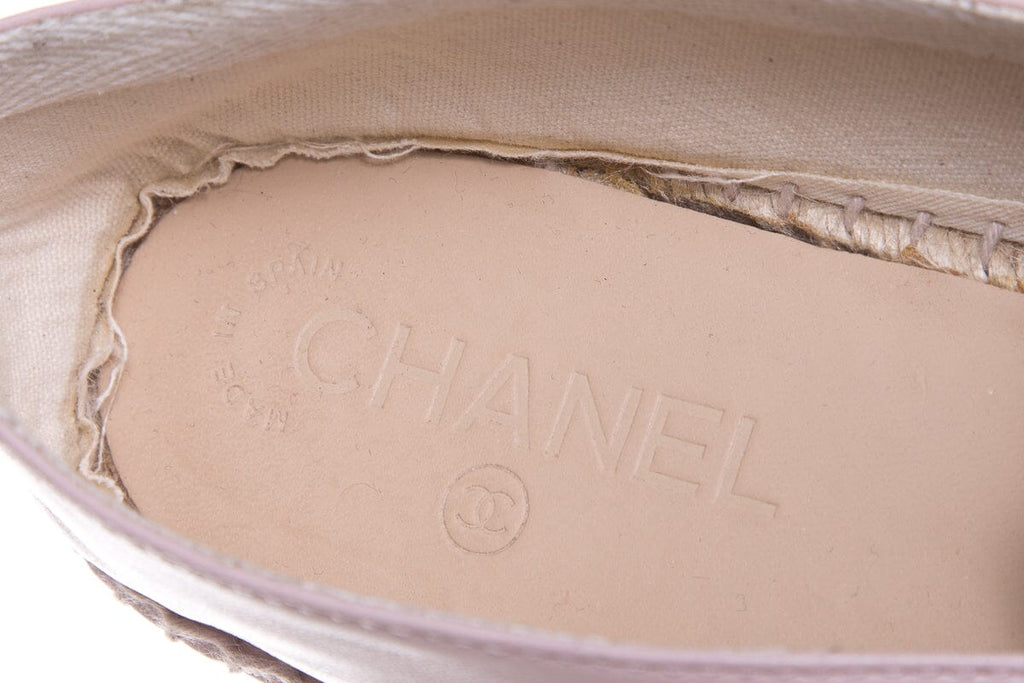 Chanel Blush Camellia Detail Espadrille SZ 41