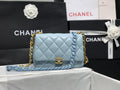 CHLSmall Flap Bag Gold-Tone Metal Blue Bag For Women 16cm/6.2in