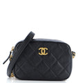 CHANEL Chain Melody Camera Bag Quilted Caviar Small
