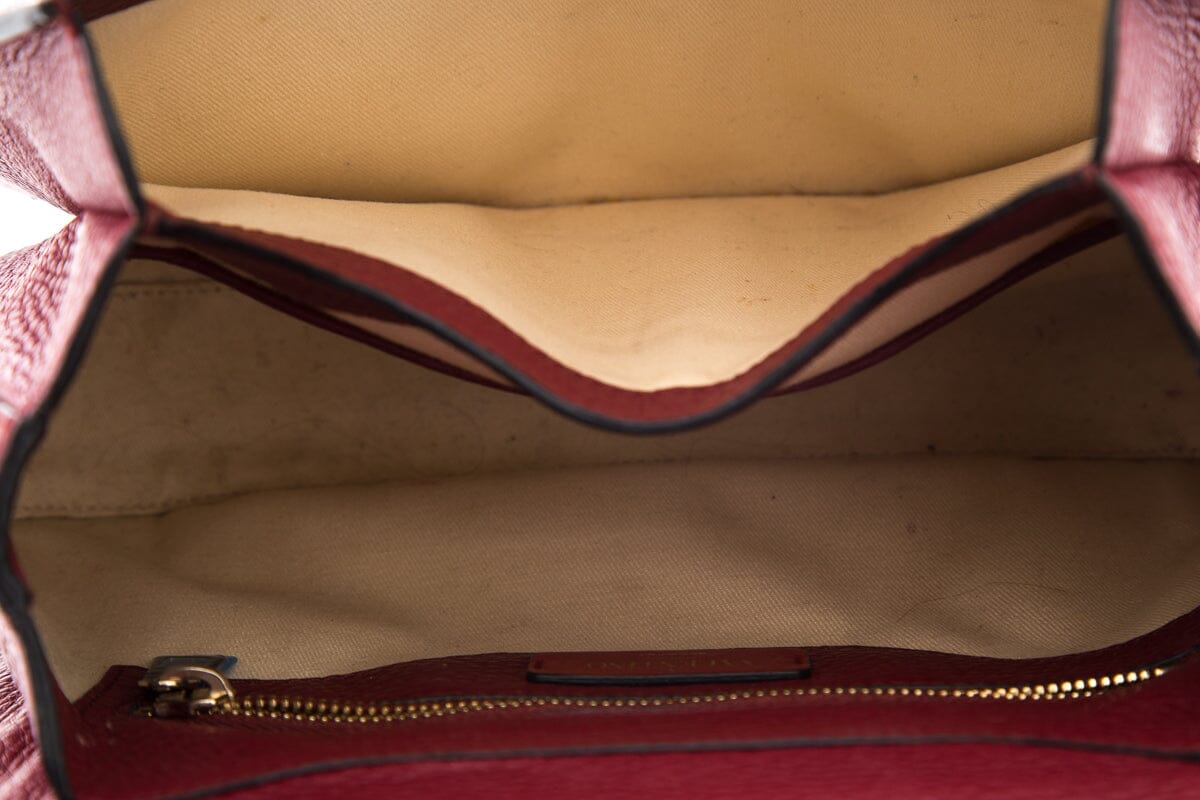 Valentino Red Grained Leather Shoulder Handbag