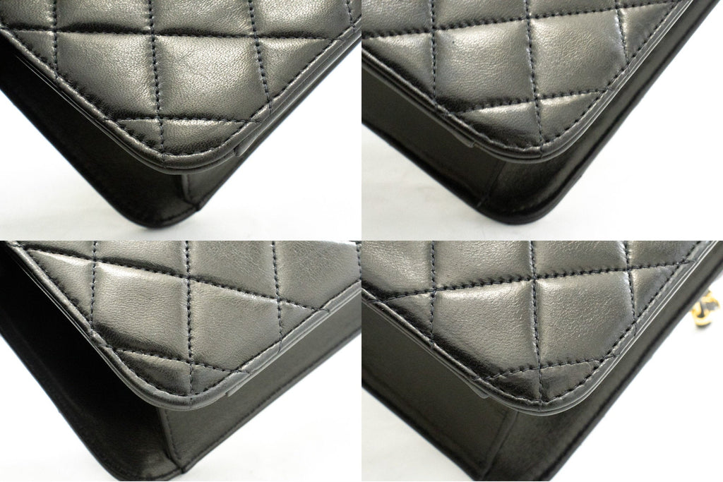 CHANEL Chain Shoulder Bag Clutch Black Quilted Flap Lambskin Purse k36